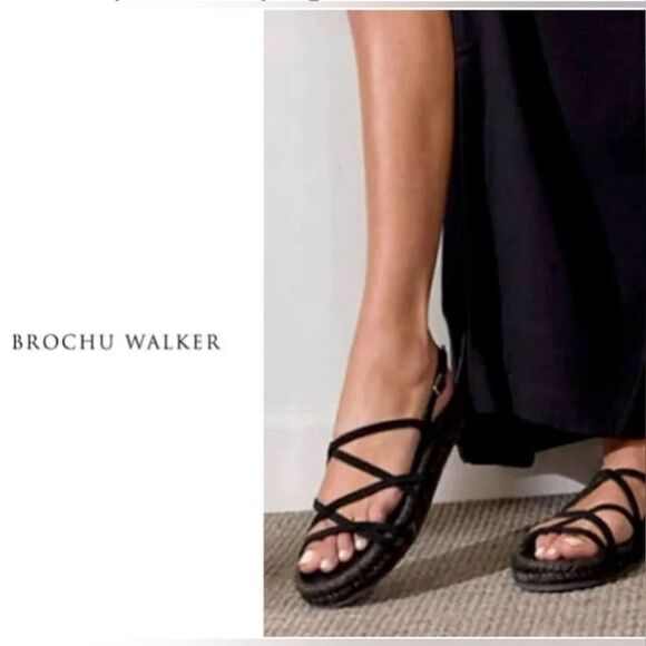 Brochu Walker Dawson black strappy gladiator fisherman espadrille sandals New. 9 - Picture 1 of 14